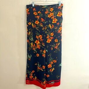 Adrienne Vittadini Navy Floral Wide Leg Pants